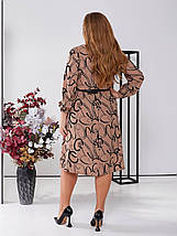 Гарне плаття з тканини креп із довгими рукавами батальні розміри, фото 4