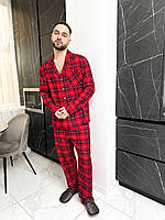 Красная пижама. Мужская одежда для сна и дома. Костюм повседневный домашний.