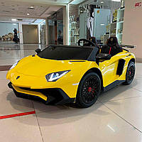 Детский двухместный электромобиль Lamborghini Aventador M 5738AL-6 мотор 200W, резиновые колеса / желтый