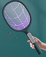 Электрическая мухобойка ракетка с аккумулятором 2700V/1200мАч уничтожитель насекомых, комаров, мух Green