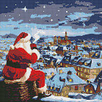 Алмазная мозаика на подрамнике Рождественская ночь с голограммными стразами AB ©art_selena_ua Идейка 40х40 см