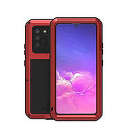 Противоударный чехол бампер Love Mei PowerFull (Со стеклом) для Samsung Galaxy S10 Lite Red (Красный)