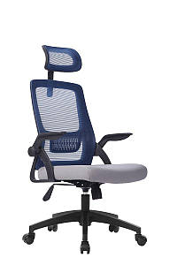 Крісло поворотне компёютерне Claus синє / сіре / чорний каркас Intarsio
