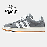 Женские кроссовки Adidas Campus Grey White, Кеды Адидас Кампус серые, Originals campus 00s cloud