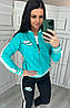 Жіночий стильний спортивний костюм Nike бірюза трійка з футболкою (Найк трикотаж двуниткаТуреччина), фото 3