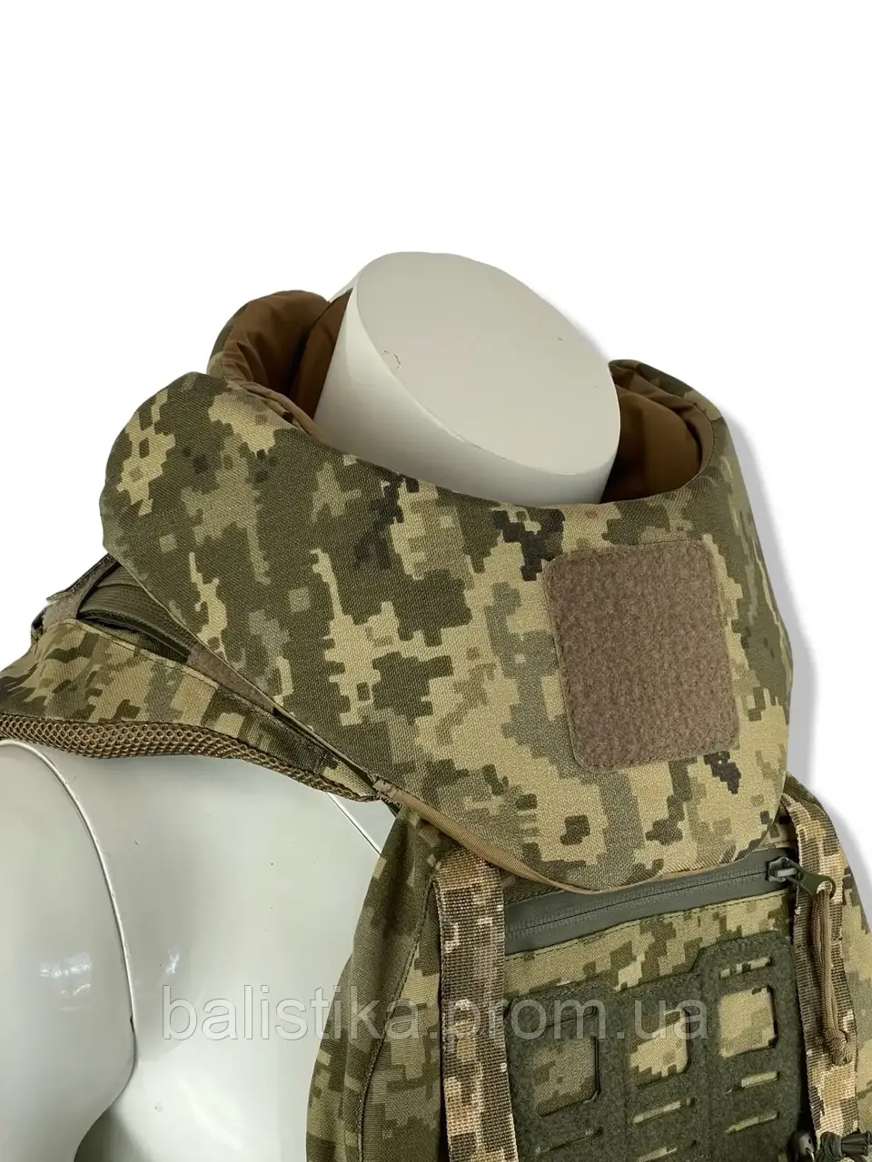 Захист шиї м'яка противламкова 1 клас захисту ДСТУ мультикам із пакетом для військових ВСК-накидка на плечі
