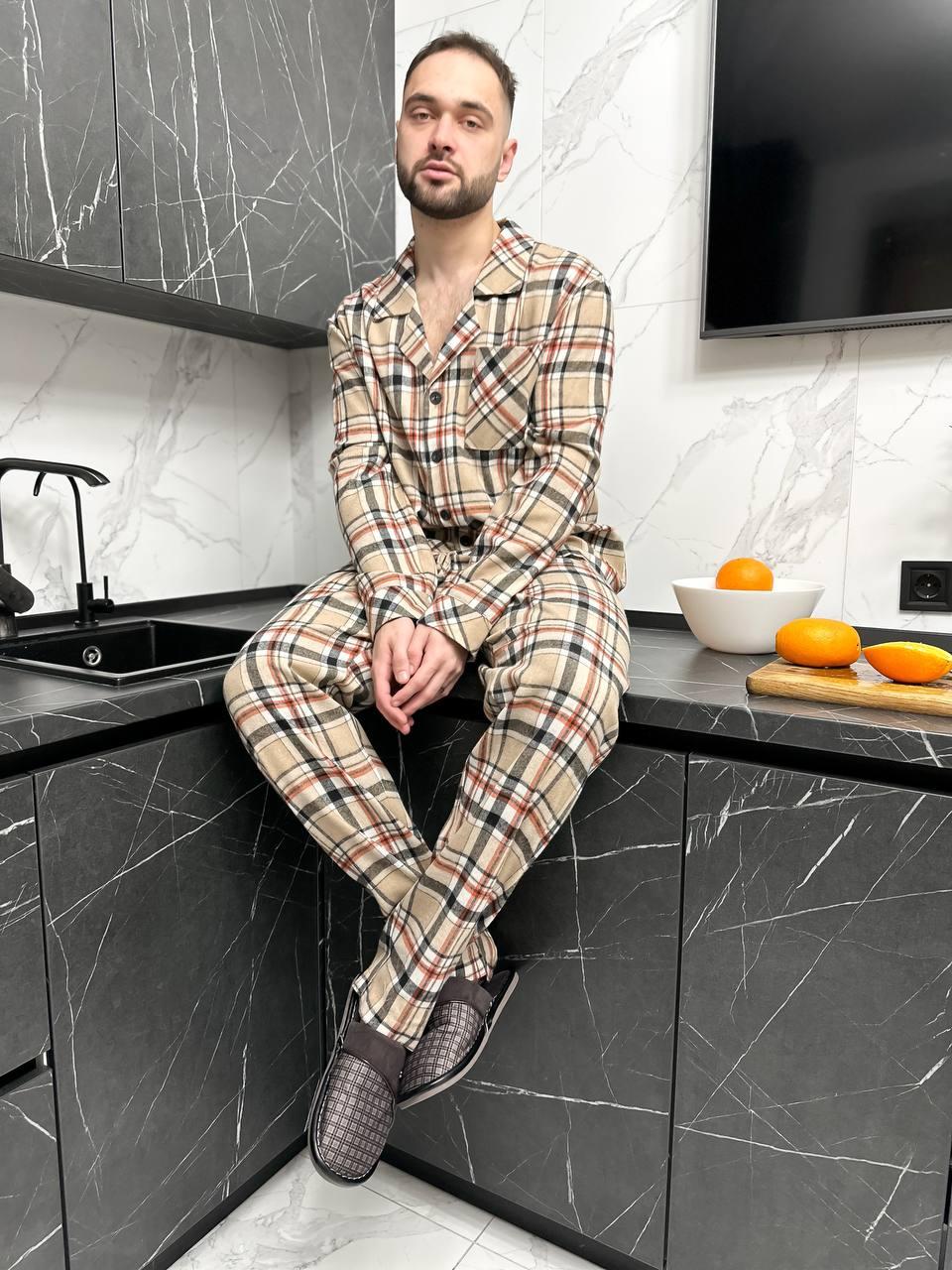 Піжама чоловіча фланева. Модний нічний одяг. Комплект для дому і сну., фото 1