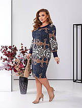 Плаття з трикотажу тканина високої якості з гарними візерунками розміри батал, фото 3