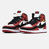 Чоловічі кросівки Nike Air Jordan 1 Retro High x Union L.A Red Black White, червоні шкіряні високі кросівки найк аір джордан 1 аїр, фото 3