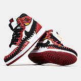 Чоловічі кросівки Nike Air Jordan 1 Retro High x Union L.A Red Black White, червоні шкіряні високі кросівки найк аір джордан 1 аїр, фото 5