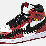 Чоловічі кросівки Nike Air Jordan 1 Retro High x Union L.A Red Black White, червоні шкіряні високі кросівки найк аір джордан 1 аїр, фото 9