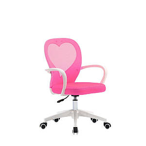 Крісло поворотне комп'ютерне Stacey рожеве / білий каркас Intarsio для дівчинки
