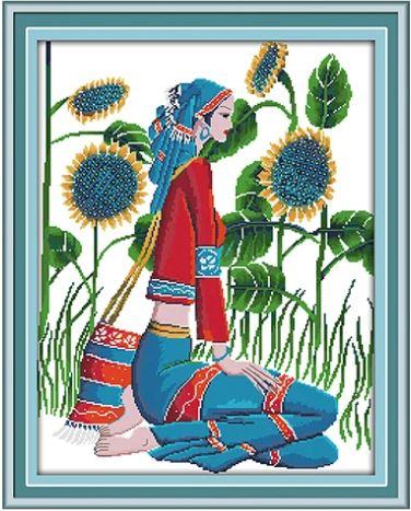 Набір для вишивання за нанесеною на канву схемою "Yunnan The sunshine feeling (2)". AIDA 14CT printed 48*59 см