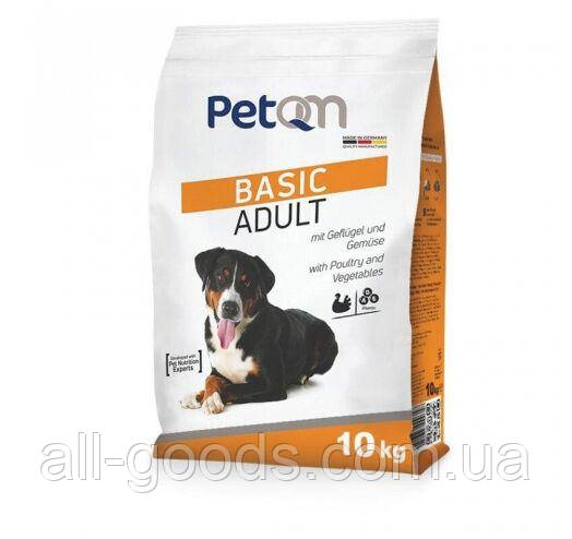 Сухой собачий корм PetQM DOG Basic Adult для взрослых активных собак с птицей 10 кг. Корм для собак ag - фото 1 - id-p2087570430