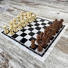 Шахові дерев'яні фігури з полотном. Класичні дорожні, похідні шахи пішака-2,5 см дерево all