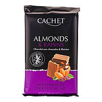 Шоколад молочний з мигдалем та родзинками Сachet, 300 грамів