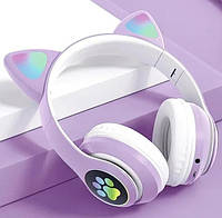 Наушники беспроводные Bluetooth Cat Ear VZV-23M 7695 400мАч с подсветкой purple