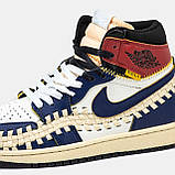 Чоловічі кросівки Nike Air Jordan 1 Retro High x Union L.A Blue White Red, шкіряні високі кросівки найк аір джордан 1 ретро аїр, фото 9