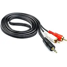 Кабель 3.5 на 2 тюльпани 2RCA-3.5mm 3015 1.5m Good, дріт 3.5 jack на тюльпан для аудіопристроїв ART-0091  YU227