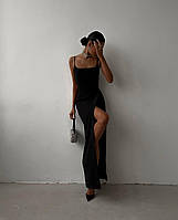 Жіноча сукня без рукавів та бічним розрізом на нозі Ткань: крепдайвінг (преміум якість)