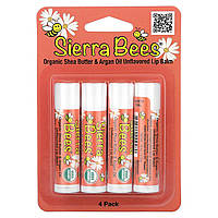 Бренды iHerb Sierra Bees, Органические бальзамы для губ, масло ши и аргановое масло, 4 штуки в упаковке весом