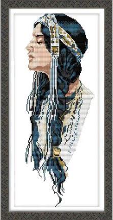Набір для вишивання за нанесеною на канву схемою "African Girl". AIDA 14CT printed, 25*49 см