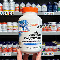 Doctor's Best High Absorption Magnesium, хелатный легкоусвояемый магний глицинат и лизинат, 100 мг, 240 шт