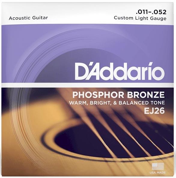 Струни для акустичної гітари D'Addario EJ26 Phosphor Bronze Custom Light (11-52), фото 1