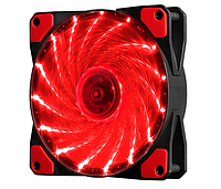 Кулер корпусной 12025 DC sleeve fan 3pin + 4pin - 120*120*25мм, 12V, 1100об/мин, 15LED, Red