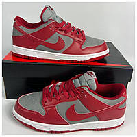 Мужские / женские кроссовки Nike SB Dunk Red Grey Low, унисекс красные кожаные кроссовки найк сб данк