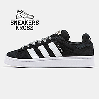 Женские кроссовки Adidas Campus Black White, Кеды Адидас Кампус черные с белым, Originals campus 00s cloud 36