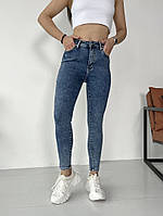 Синие женские вареные джинсы скини стрейч, хорошо тянутся. Размеры: 25, 26, 27