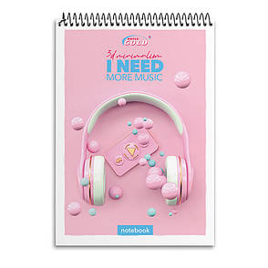 Блокнот на спіралі Gold Brisk, формат А6, 80 аркушів, фото 1