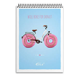 Блокнот на спіралі Gold Brisk, формат А6, 80 аркушів, фото 2