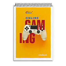 Блокнот на спіралі Gold Brisk, формат А6, 80 аркушів, фото 3