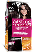 Краска уход для волос L'Oreal Paris Casting Creme Gloss тон 200 "Чёрный кофе"