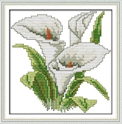 Набір для вишивання хрестиком з нанесеною на канву схемою "The flower of happiness (6)". AIDA 14CT printed, 17*17 см