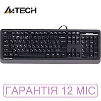 Клавиатура A4Tech FKS10 USB, черно-серая, проводная, мембранная, классическая стандартная полноразмерная