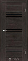 Двери межкомнатные Леадор/ Leador Sovana - Дуб саксонский (c черным стеклом)