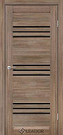 Двери Леадор/ Leador Sovana - Серое дерево (c черным стеклом)
