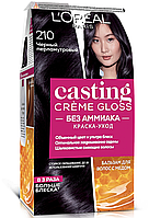 Краска уход для волос L'Oreal Paris Casting Creme Gloss тон 210 "Чёрный перламутровый"