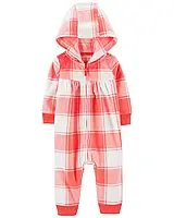 Теплый флисовый человечек комбинезон с капюшоном для девочки известного бренда США, 18 мес!