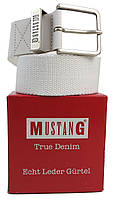 Мужской тканевый ремень стропа под джинсы Mustang, Германия белый BuyIT Чоловічий ремінь тканини стропа під