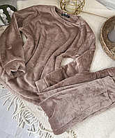 Тёплая пижама для женщин, Женская зимняя махровая для зимы, утеплённая велюровая, из махры,