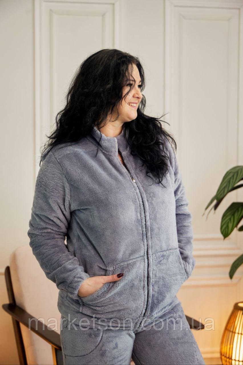 Жіноча піжама махрова домашній костюм на молнії р.M,L,XL2XL