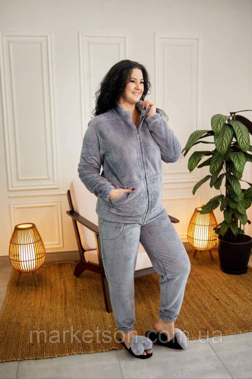 Жіноча піжама махрова домашній костюм на молнії р.M,L,XL2XL