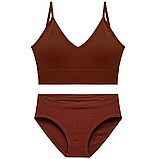 Спортивний комплект жіночої білизни зі сліпами L, Терракотовий, фото 3