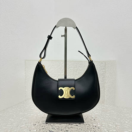 Жіноча чорна овальна сумка Celine Ava Triomphe medium Селін шкіра шкіряна класика, фото 1