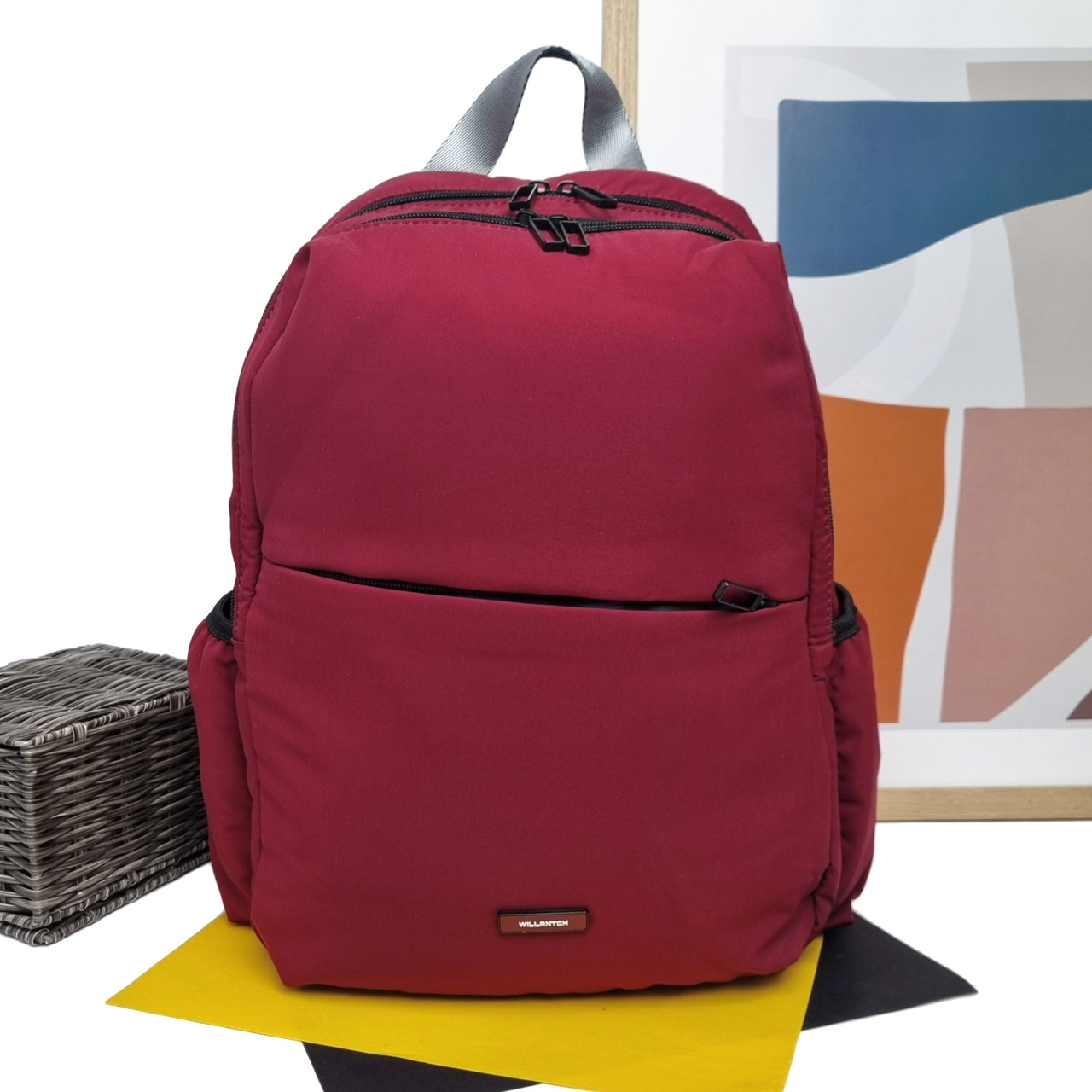 Якісний рюкзак поліестер бордовий Арт.8008 red Willantch (54), фото 1