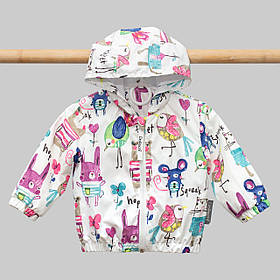 Вітровка дитяча DoRechi водонепроникна плащівка зріст 74 см (6-9 місяців) Білий+Рожевий